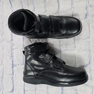 Apex Ambulator Walking Boots Men 11.5 Wide Black Leather Orthotic Diabetic Strap